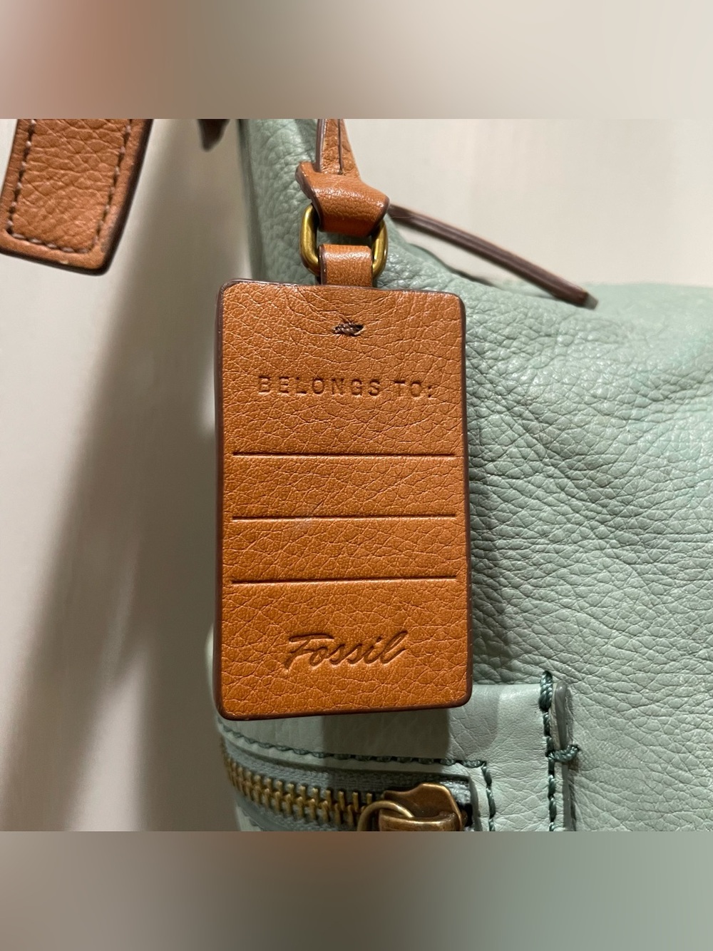 Fossil Leather Sea Green Mint Crossbody Shoulder Bag Boho Tahoe Indie Resortwear - Picture 8 of 16